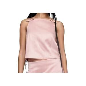 Gap Satin Bubble Pink Cropped Bow Coquette Shirt Top Medium